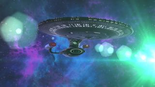The Enterprise-D in action for "Star Trek Timelines," which allows players to do missions for several generations of "Star Trek" crews.