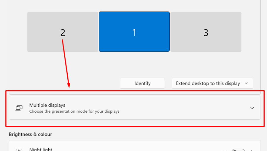 Screenshot of Display settings option in Windows 11