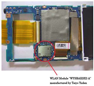 The main circuit board of the player with the 802.11b/g WLAN module.