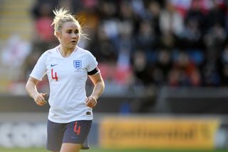 ROTHERHAM, UNITED KINGDOM - NOVEMBER 11: Izzy Christiansen of England Women during the International Friendly Women match between England v Sweden at the Aesseal New York Stadium on November 11, 2018 in Rotherham United Kingdom (Photo by Angelo Blankespoor/Soccrates /Getty Images)