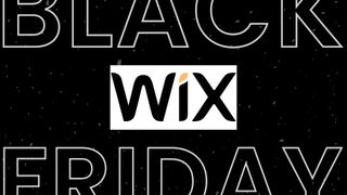 Wix logo with white boarder on a black background with Black Friday text at the top and bottom