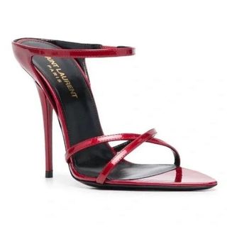 Saint Laurent Red Gippy Sandal Heel