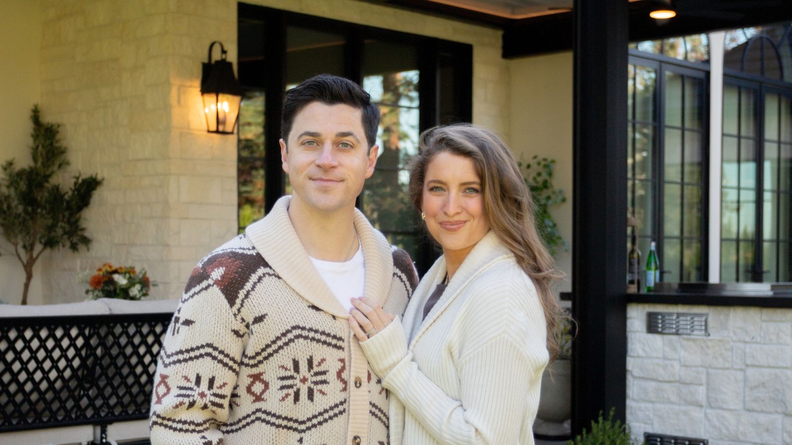 david henrie and wife in front of their new pergola