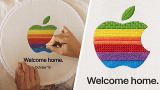 Embroidered Apple logo in the advert for the Apple Welcome Home event