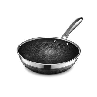 Hexclad Hybrid Nonstick 10-Inch Wok, Stay-Cool Handle, Dishwasher and Oven Safe, Compatible With All Cooktops, Induction Ready