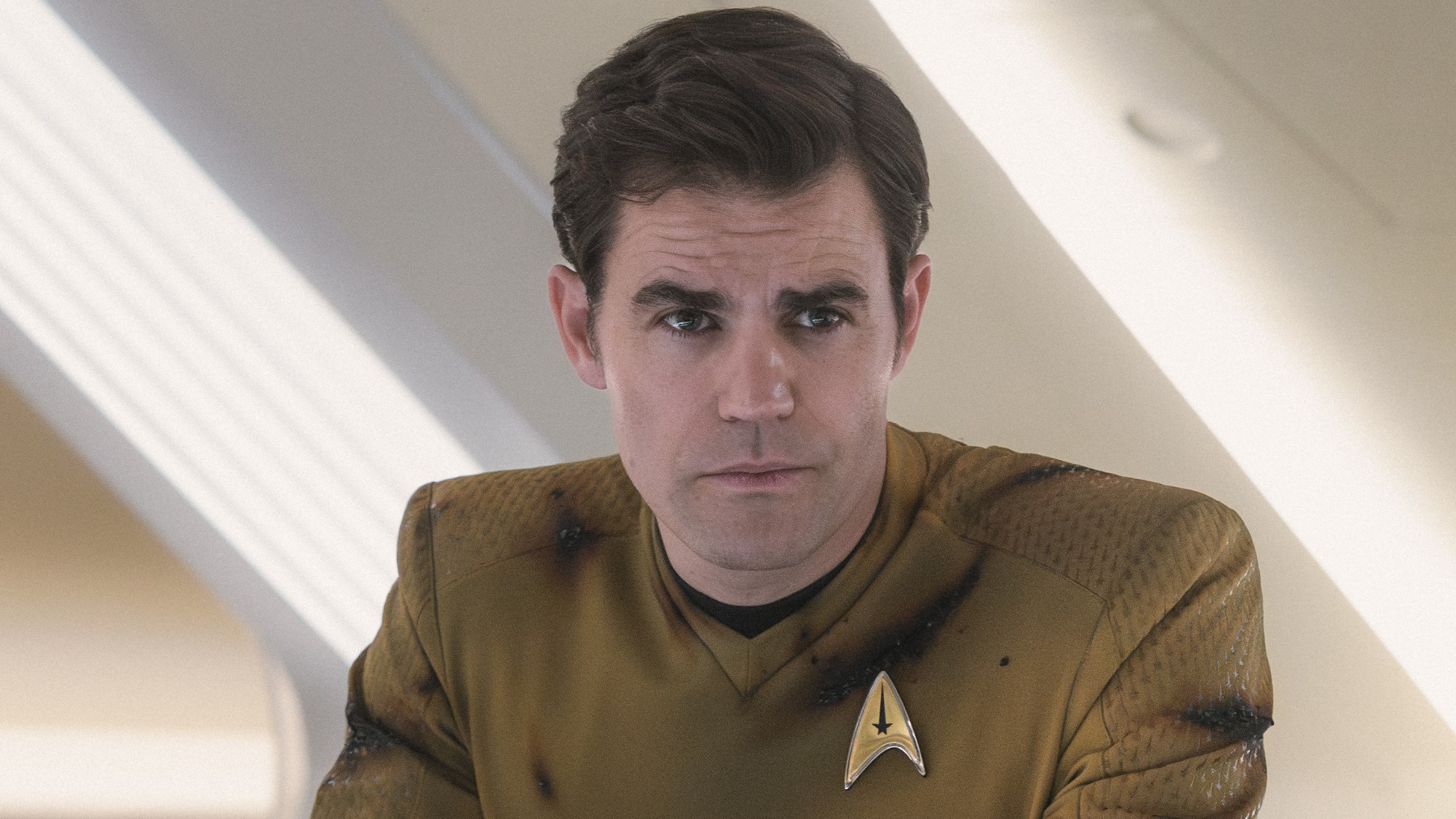 Kirk in his dirty uniform. 