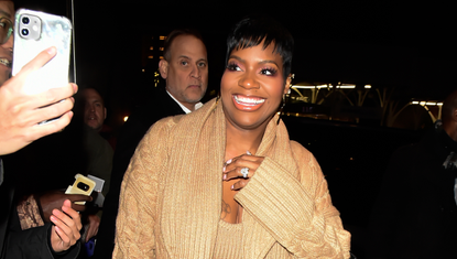 Fantasia Barrino is a vision in beige while appearing in New York City.