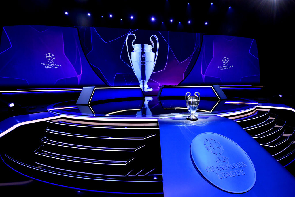 The UEFA Champions League Trophy is captured ahead of the the UEFA Champions League 2023/24 Group Stage Draw at Grimaldi Forum on August 31, 2023 in Monaco, Monaco.