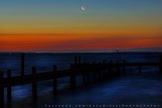 Moonrise Before Dawn in Currituck, North Carolina