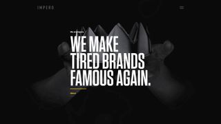Impero’s website sets out to grab attention with big typography and vivid colour