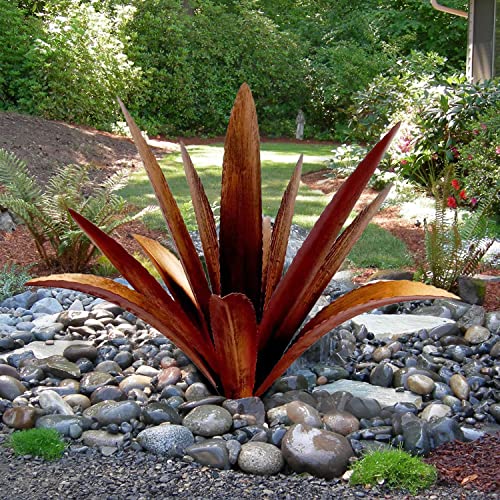 Clyqyy Diy Metal Agave Plant Art Yard Tequila Art Sculpture, Tequila Rustic Garden Sculpture Statue Outdoor Decor,agave Metal Plants for Yard, Garden Lawn Ornaments (12 Leaves -Yellow)
