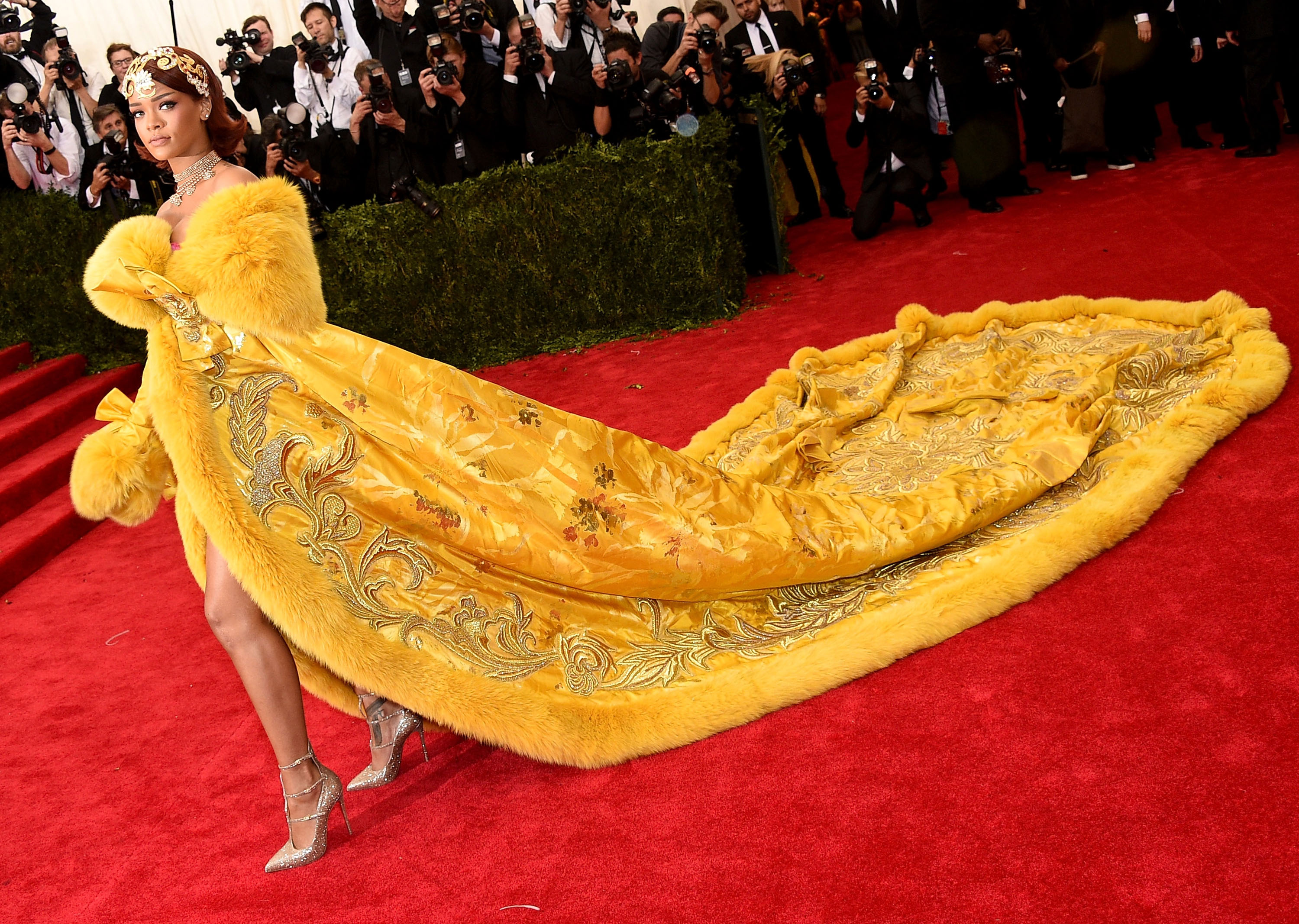 Rihanna on the Met gala 2015 red carpet