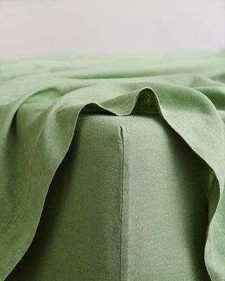 Pistachio 100% French Flax Linen Fitted Sheet