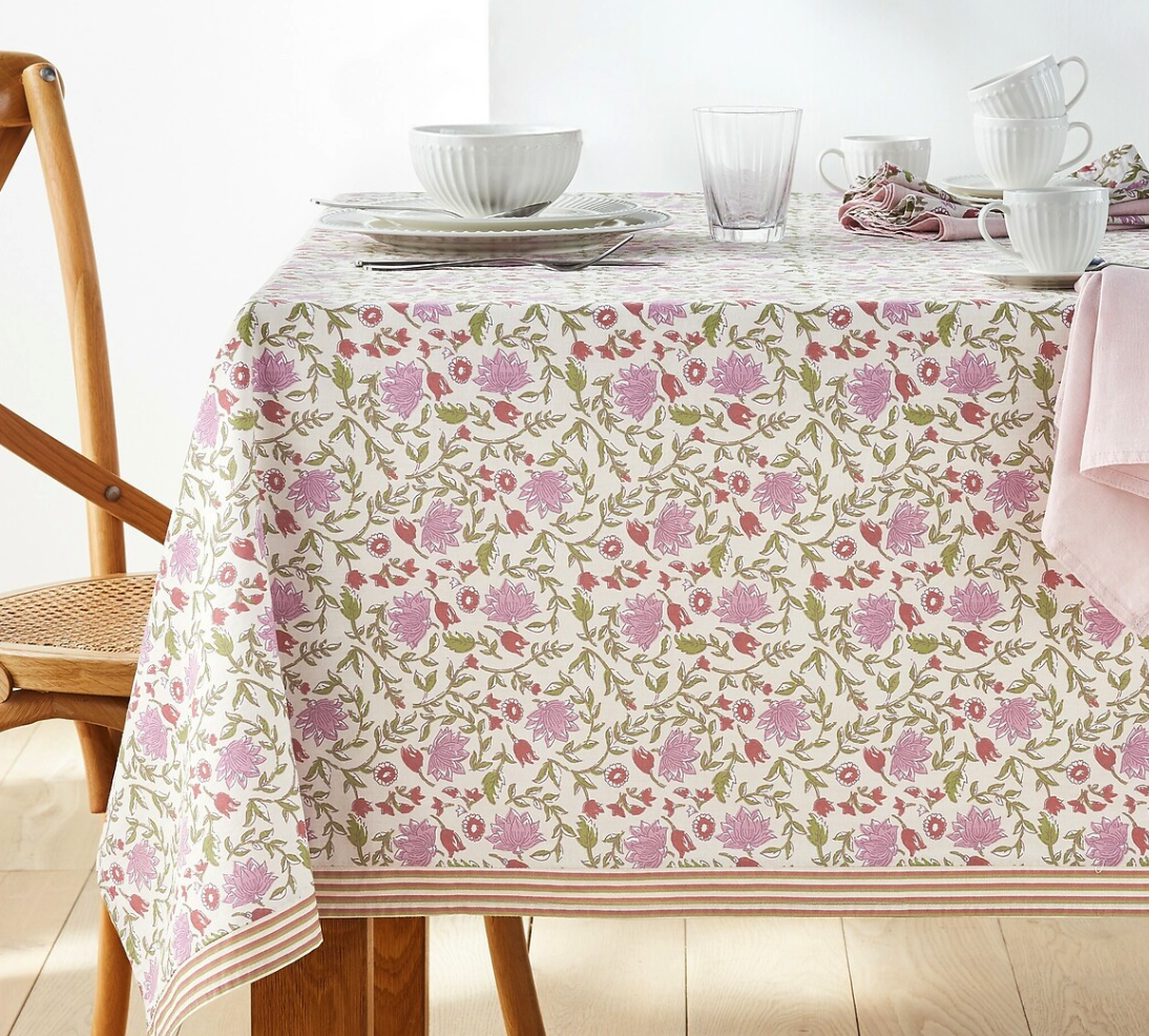 Elsie Floral 100% Washed Cotton Tablecloth
