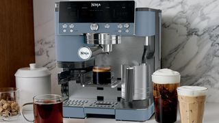 Ninja Luxe Café coffee maker in Trace Blue on kitchen counter