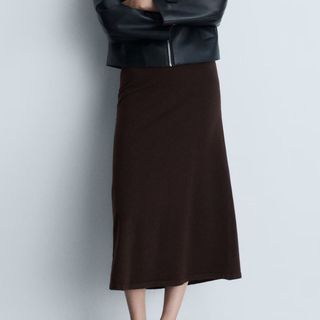 Brown knitted skirt from Mango