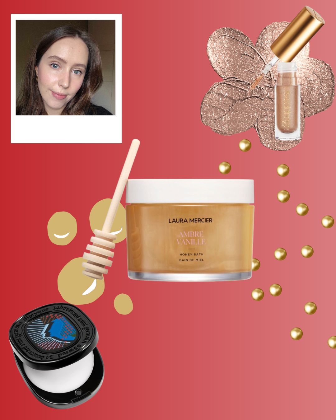 an image of Digital beauty writer Naomi&#039;s christmas beauty picks on a an ombre background