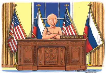 Political cartoon U.S. Trump Putin Helsinki summit