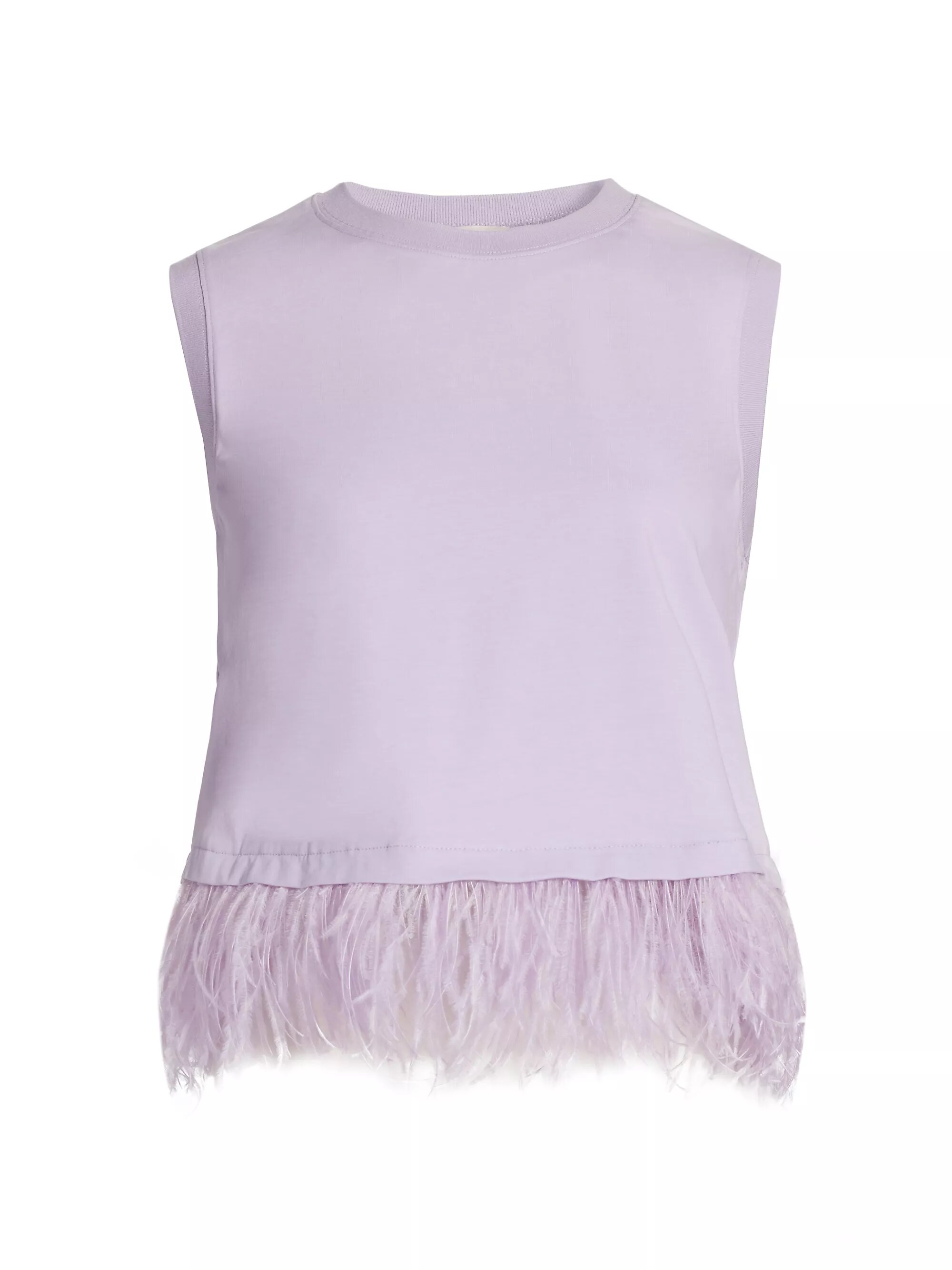 Cropped Feather-Hem T-Shirt