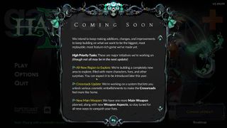 Hades 2 roadmap coming soon message with new features