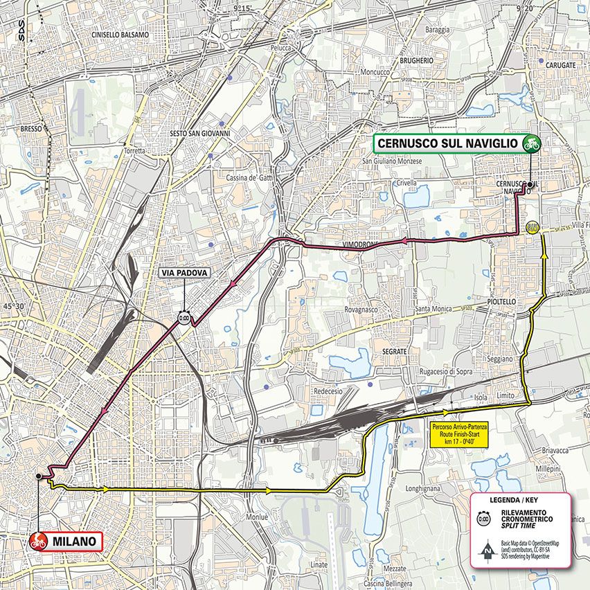 2020 Giro d'Italia stage 21 map