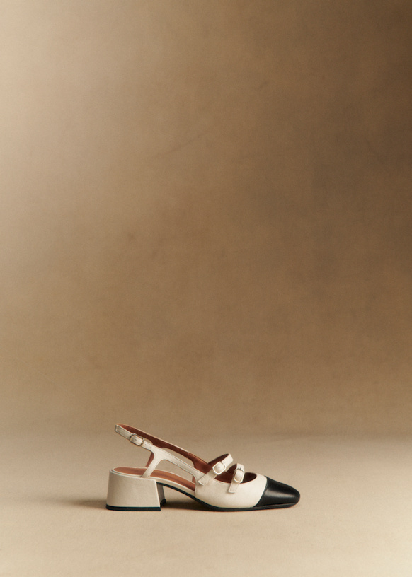 Paula Babies - Ecru / Black - Sheep Leather - S&amp;eacute;zane