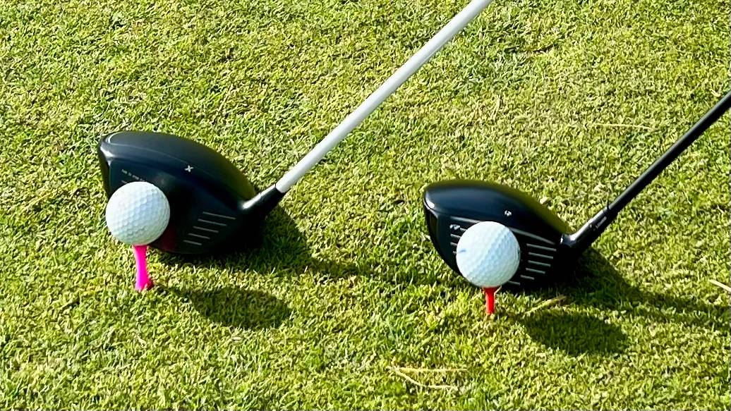 Ball teed up with a driver and mini driver