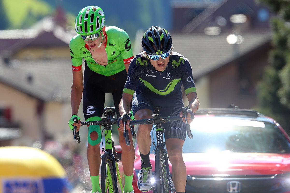 Joe Dombrowski (Cannondale-Drapac) with Winner Anacona (Movistar)