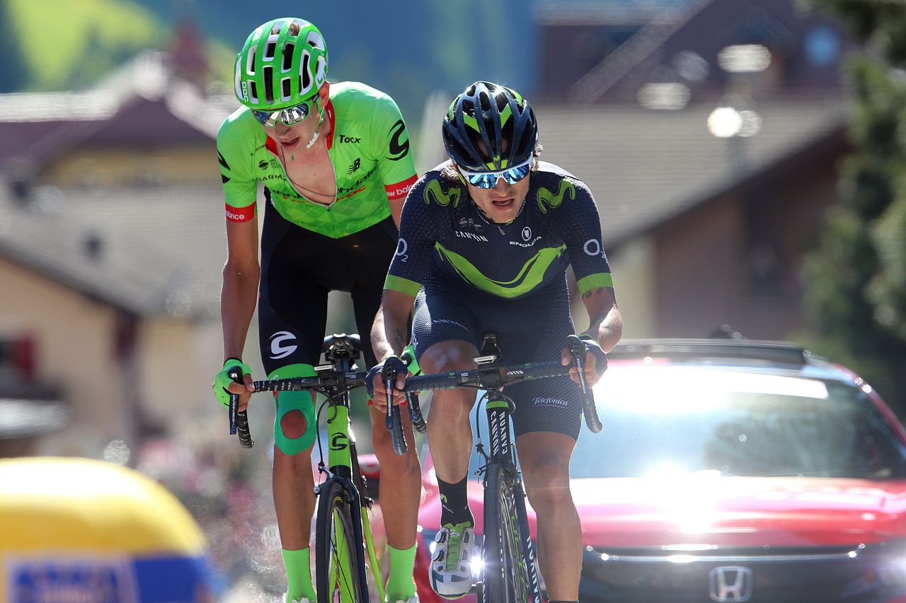 Joe Dombrowski (Cannondale-Drapac) with Winner Anacona (Movistar)