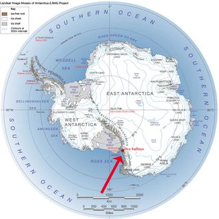 The location of Garwood Valley in Antarctica.