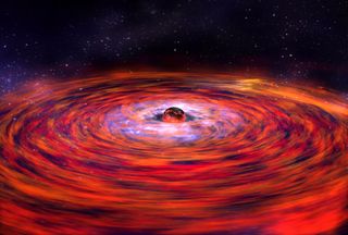 A NASA illustration shows a neutron star surrounded by a disk of matter.