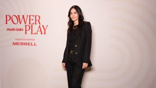 Courteney Cox on the step and repeat at Power Play