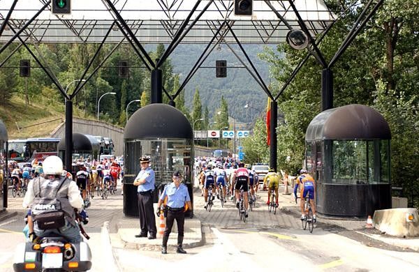 Crossing the border between Andorra and Spain