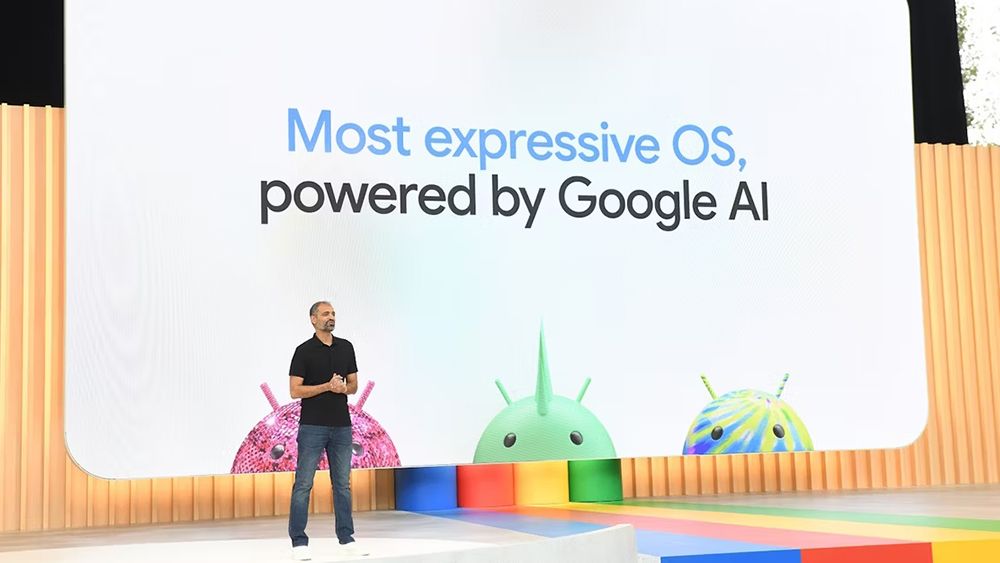 The Android robot seen in a presentation
