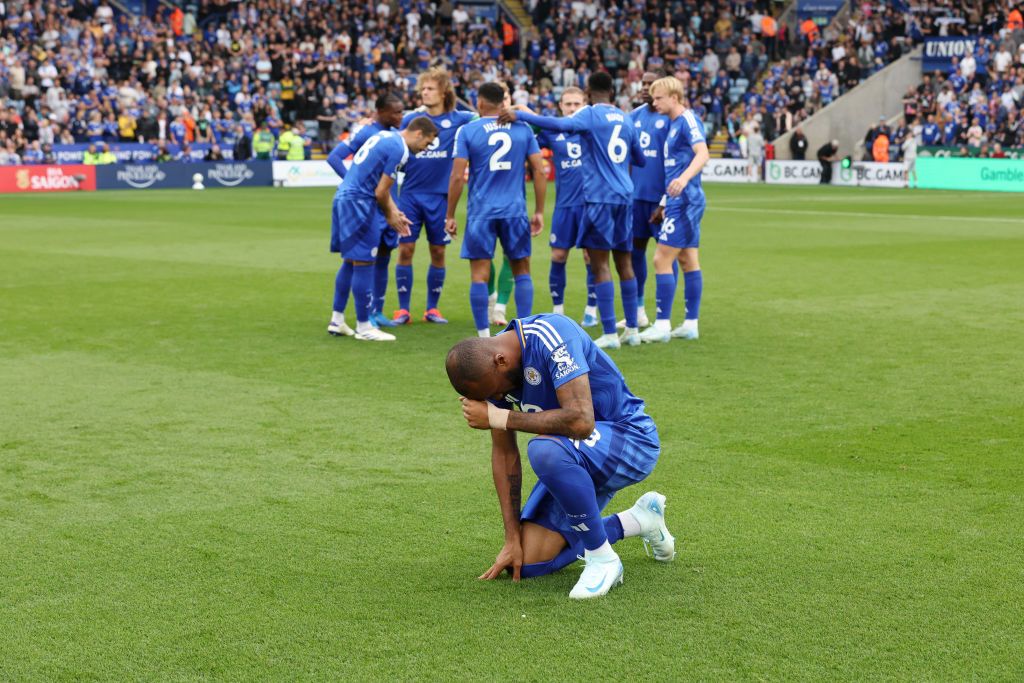 Leicester City squad for 2024/25 LEICESTER, ENGLAND - AUGUST 31: Jordan Ayew of Leicester City ahead of the Premier League match between Leicester City and Aston Villa at King Power Stadium on August 31, 2024 in Leicester, United Kingdom. (Photo by Plumb Images/Leicester City FC via Getty Images)