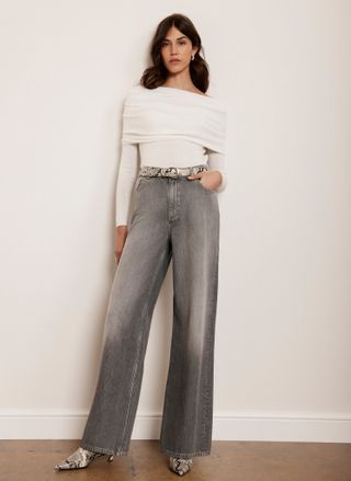 Washed Grey Wide Leg Jean