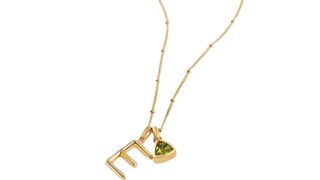 A chain with an initial and a birthstone pendant, one of the best personalized jewelry gifts.