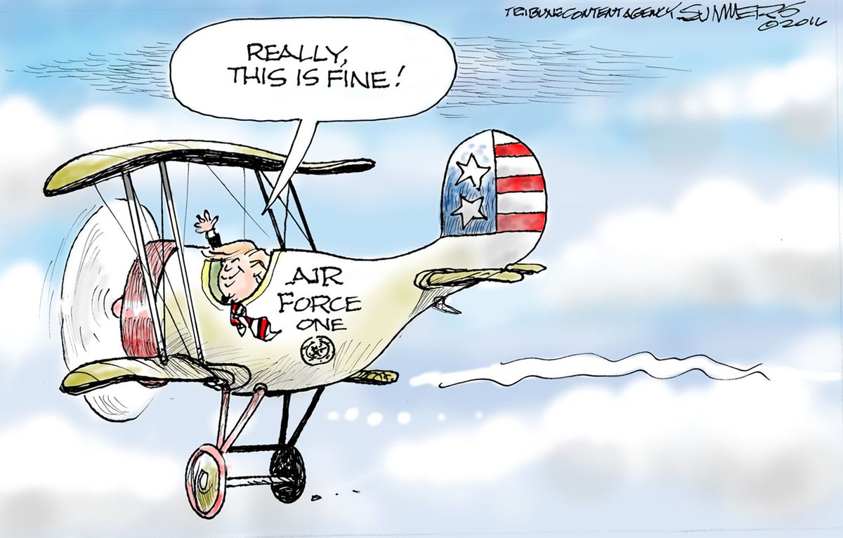 Political cartoon U.S. Donald Trump air force one | The Week