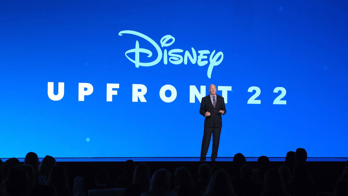 The Walt Disney Co. CEO Bob Chapek during Disney&#039;s 2022 upfront presentation.