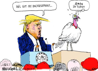 Political Cartoon U.S. Trump Endorsement Thanksgiving Turkey