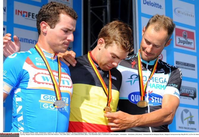 The men's podium at the end of the national road race