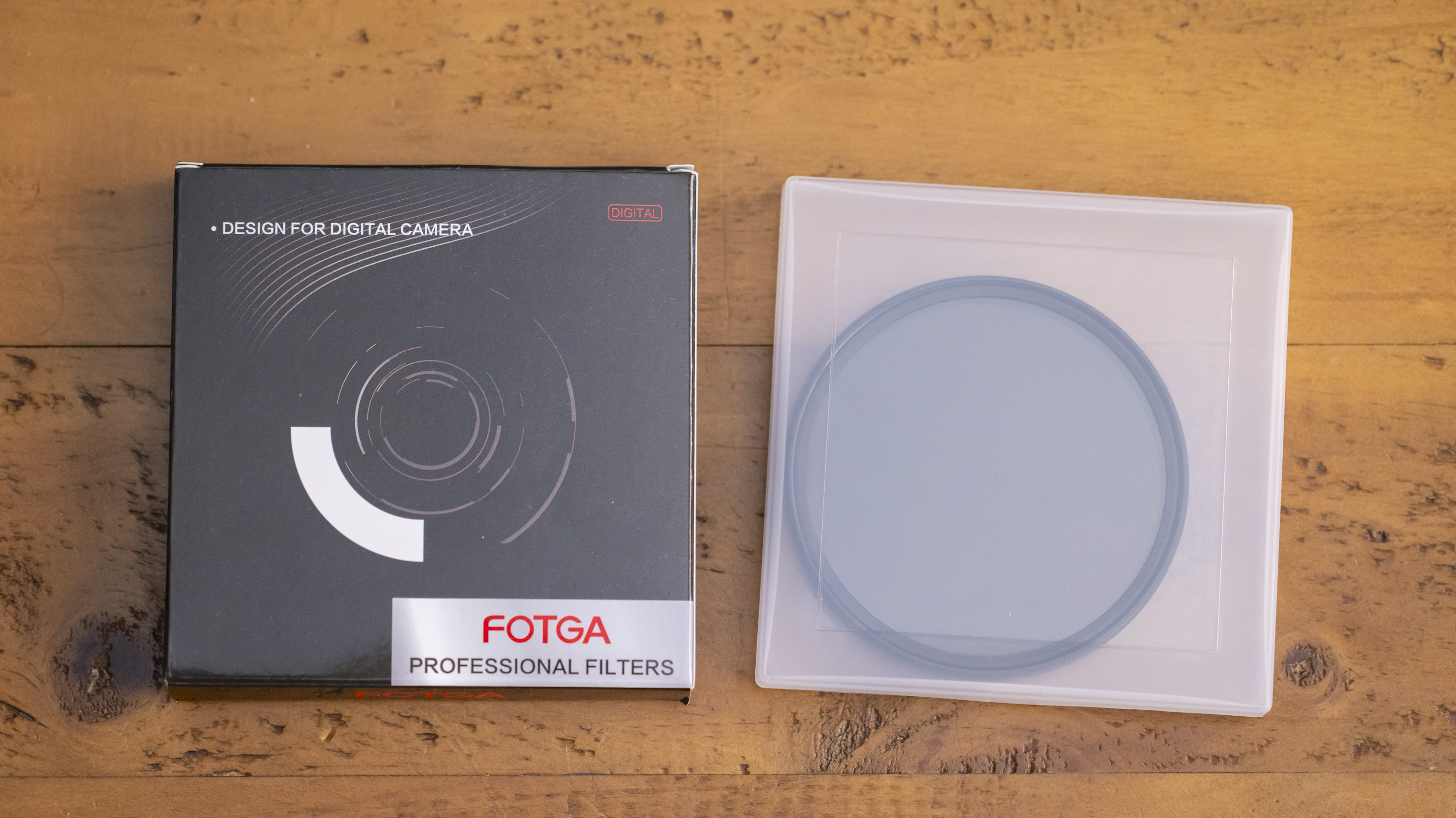 Fotga Variable Infrared IR Filter Product Packaging and clear hard case