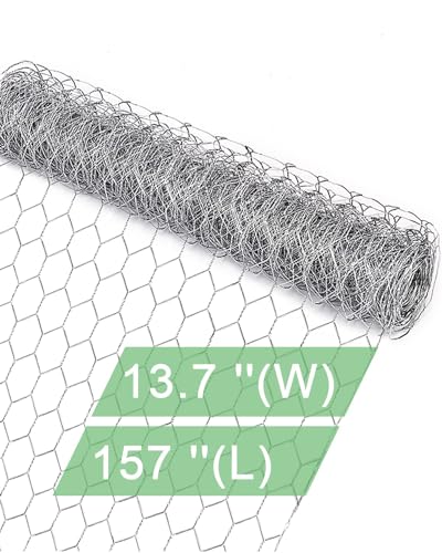 Vensovo Galvanized Chicken Wire Mesh - Garden Animal Barrier Fence, 0.8 Inch Mesh Fence for Pet,rabbit,poultry(16.5&quot;&amp;times;157&quot;)