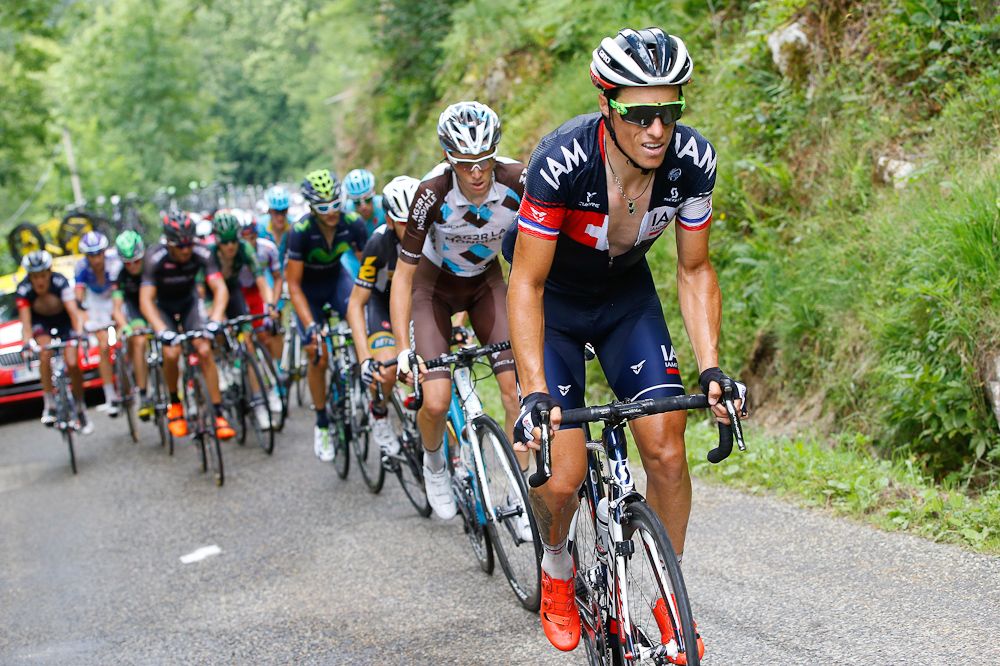 Sylvain Chavanel leads the bunch during stage 12.