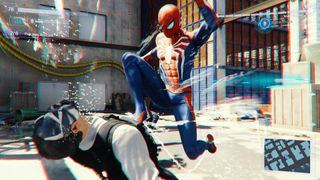 Spider-Man kicking a goon