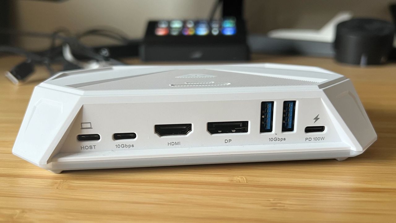 Rear panel of JSAUX RGB Docking Station showing port selection