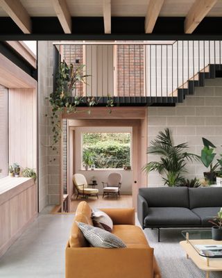 double height living interior at Derwent Valley Villa