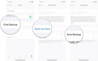 Back up WhatsApp data to iCloud: Tap on Chat backup, tap Back Up Now, tap Auto Backup