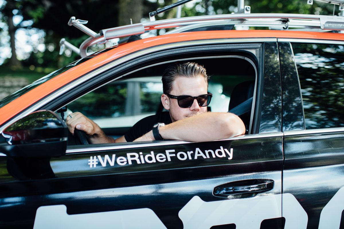 BMC directeur sportif Klaas Lodewyck waits for riders on the rest day at the Vuelta a Espana.