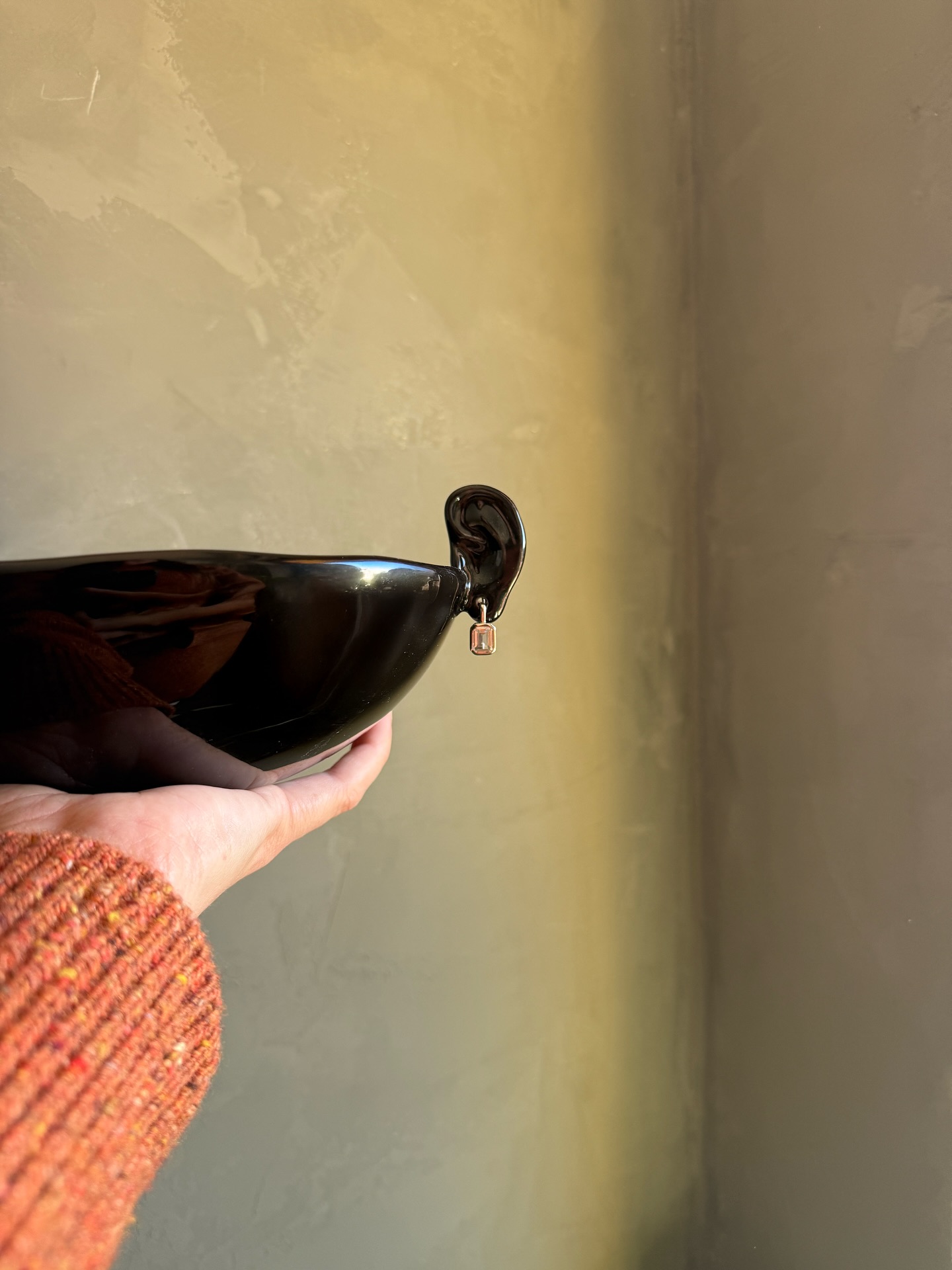 Rachel Whitehouse showing her accessories